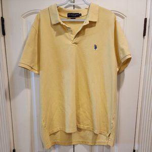 MEN'S 2XL US POLO ASSN 100% COTTON SHORT SLEEVE PULL OVER COLLARED PREPPY YELLOW